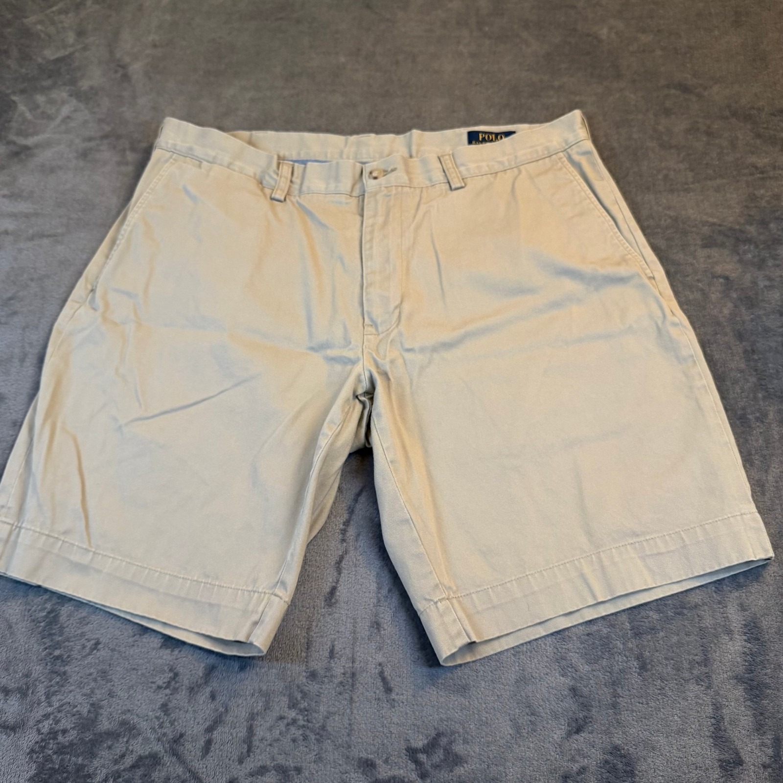 Polo Ralph Lauren Classic Fit 9 Shorts Mens 36 Khaki Cotton Chino Flat Front